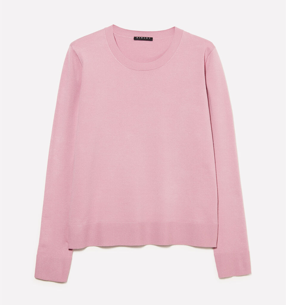 Mauve crew neck top - women's crew neck sweaters - Pink | Sisley image number 1